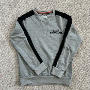 Honda Grey Crewneck Sweatshirt with Black Shoulder Stripe - Men's